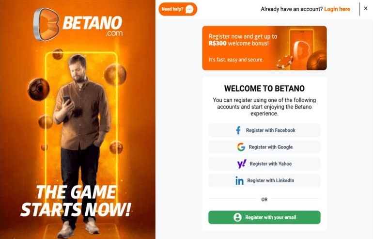 Betano Register Process