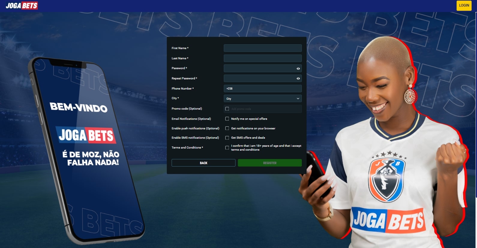 Register at Jogabets